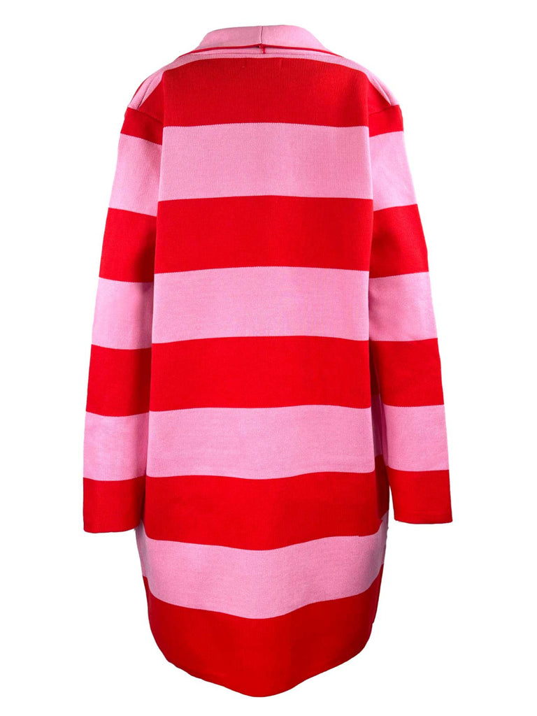 Strickjacke, gestreift, rot rosa, Ansicht hinten
