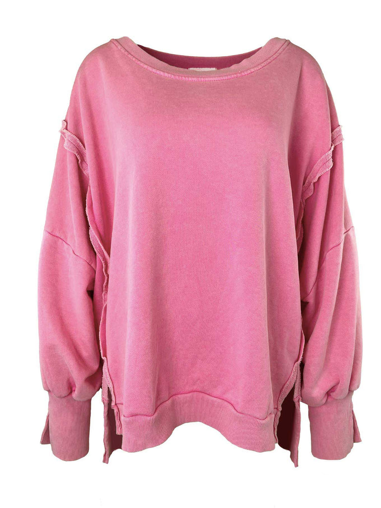 Sweatshirt mit Detail-Naht rosa, Ansicht vorn