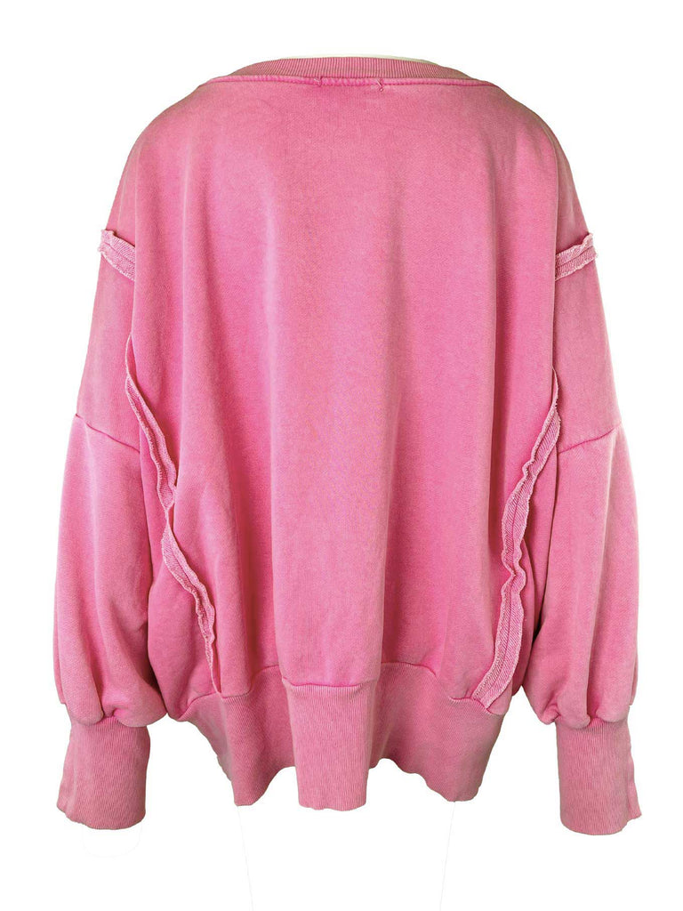Sweatshirt mit Detail-Naht rosa, Ansicht hinten