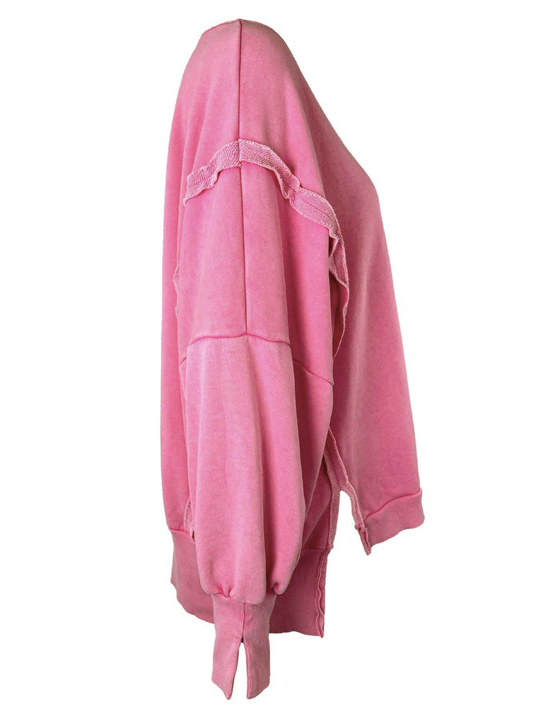Sweatshirt mit Detail-Naht rosa, Ansicht seitlich