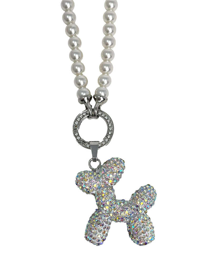 Perlenkette mit Pudelanhänger mit Strass