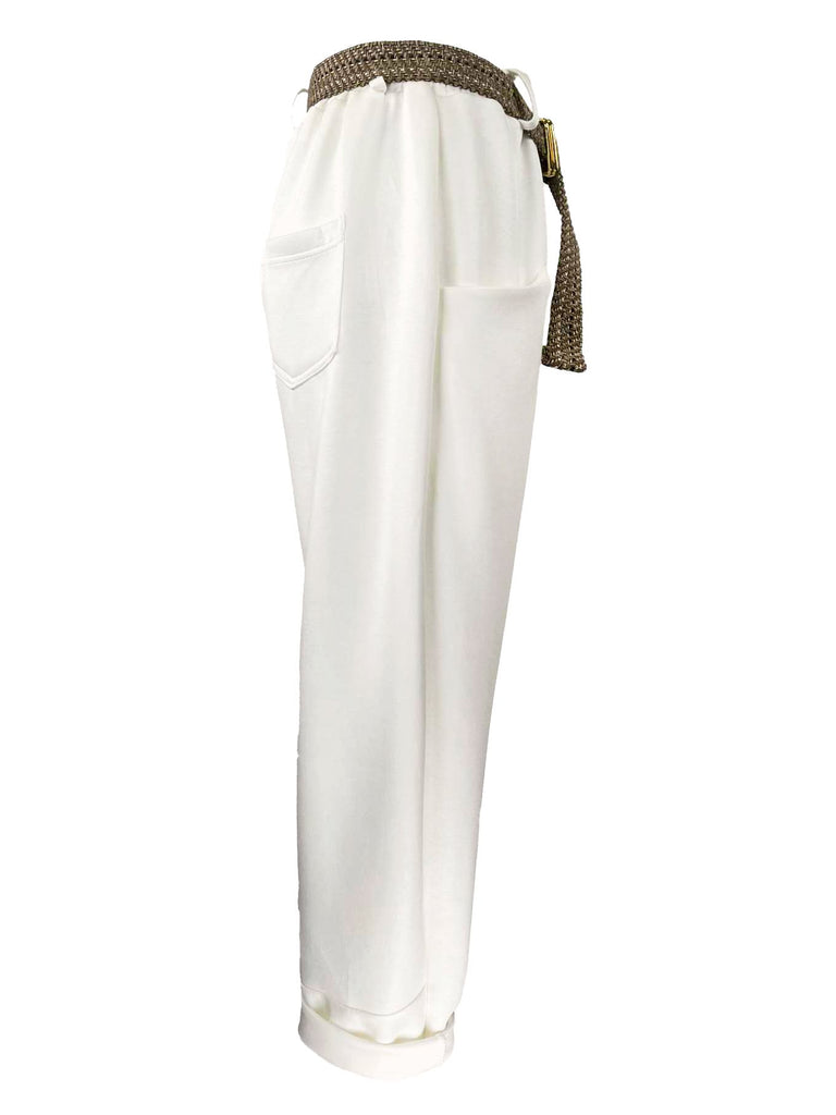Hose mit Stoffgürtel creme, Ansicht seitlich