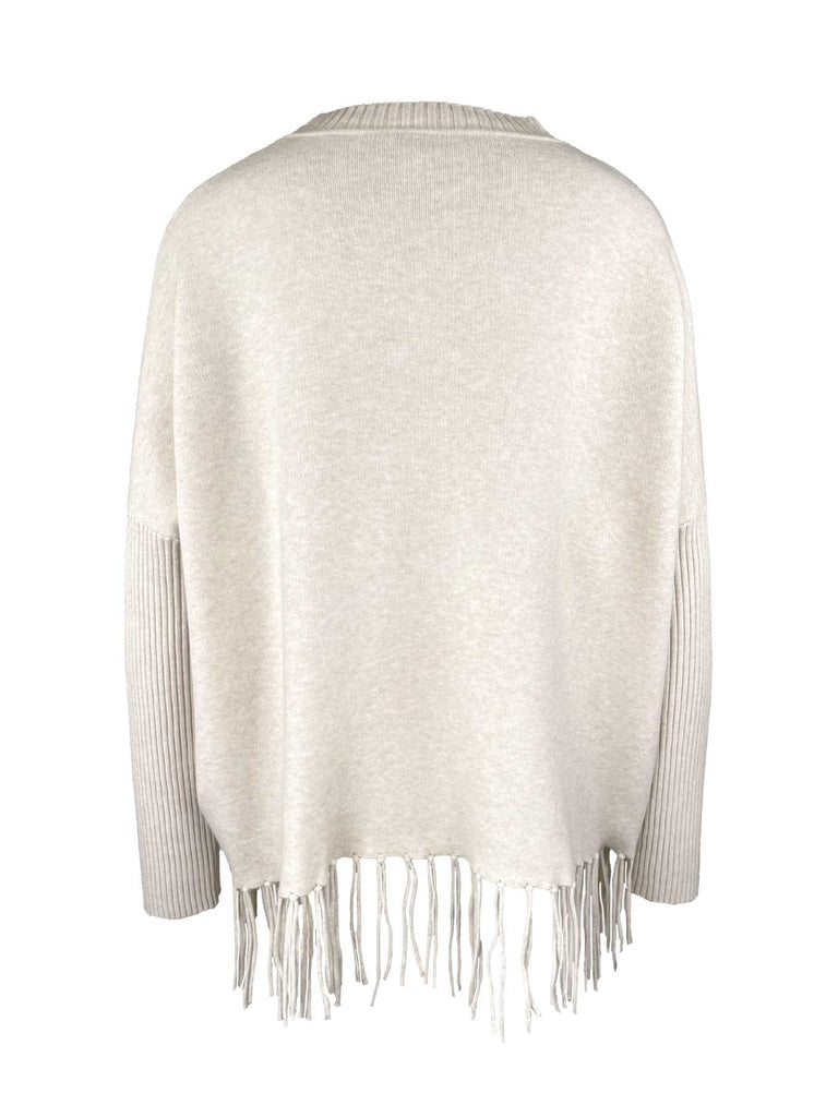 Pullover Fransen creme, Ansicht hinten