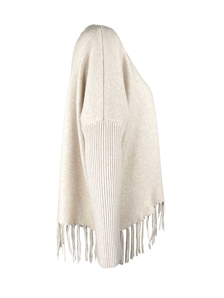 Pullover Fransen creme, Ansicht seitlich