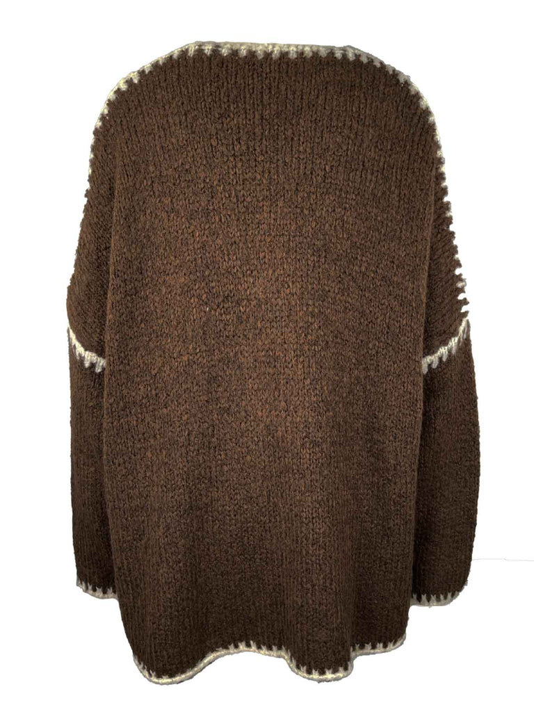 Strickjacke Lian schokobraun creme, Ansicht hinten