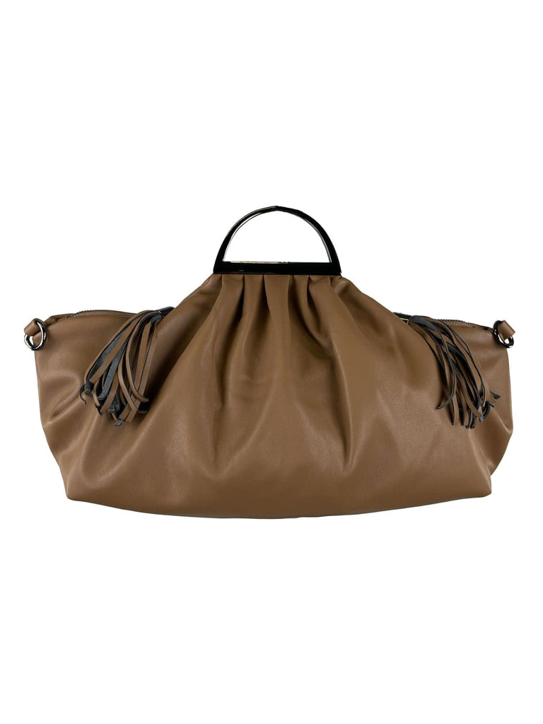 Tasche mit Silberhenkel braun, Ansicht vorne