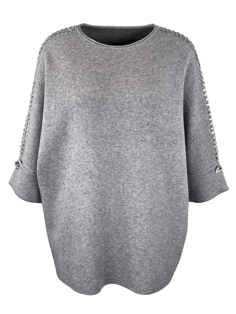 Pullover Strass grau, Ansicht vorne