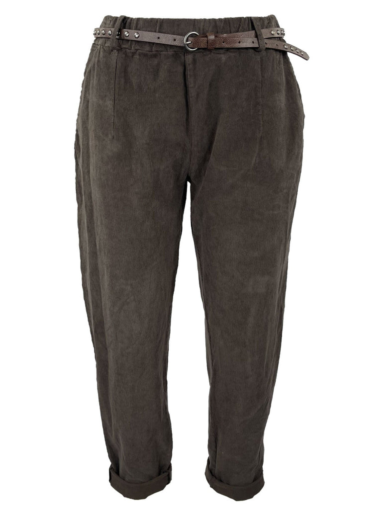 Cordhose mit Gürtel schokobraun, Ansicht vorne
