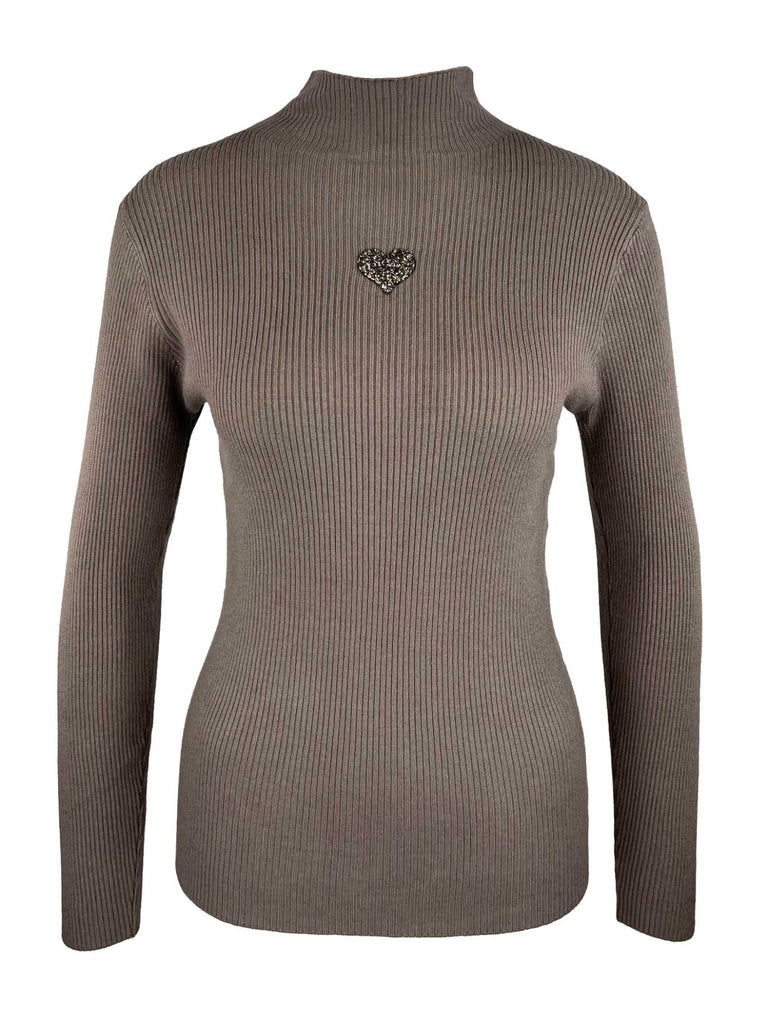 Pullover Herz taupe, Ansicht vorne