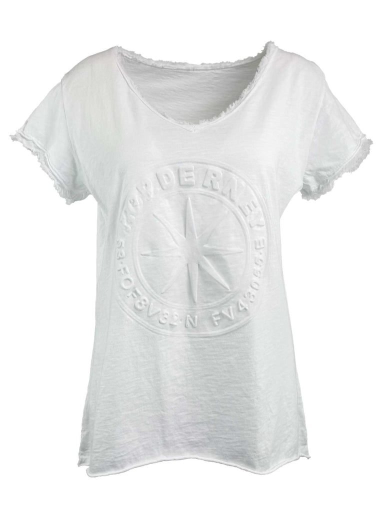 T Shirt, Sternmotiv, Baumwolle, weiß, Ansicht vorne