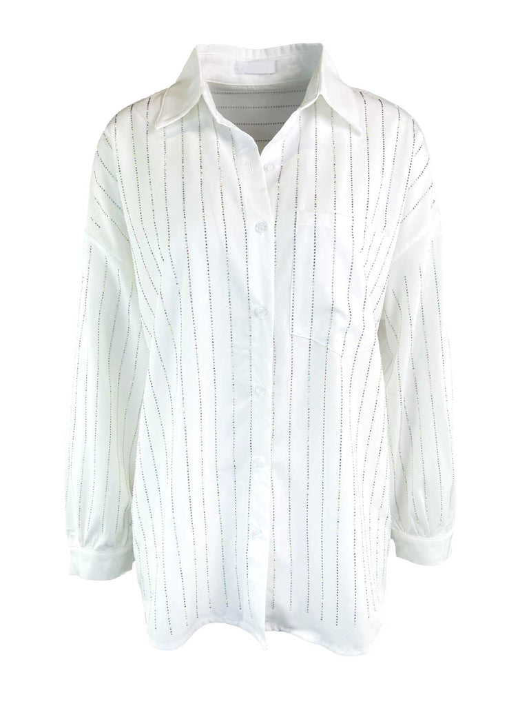 Bluse Strass weiß, Ansicht vorne