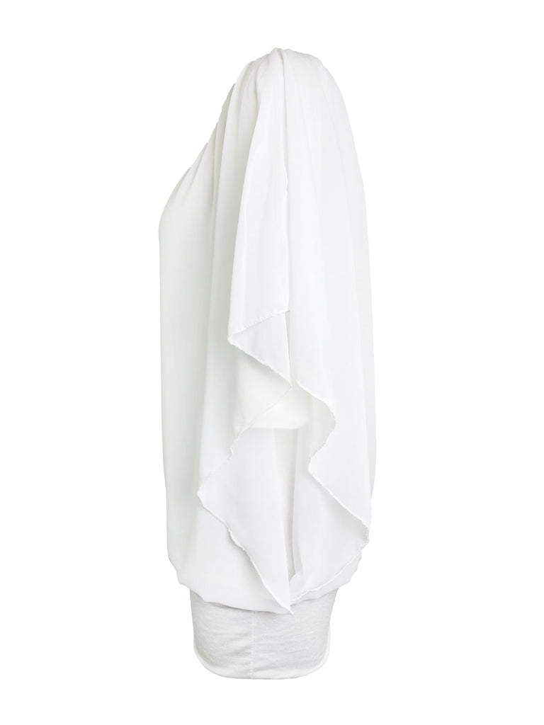 Chiffonshirt, lockerer Fall, Rundhals, weiß, Ansicht seitlich