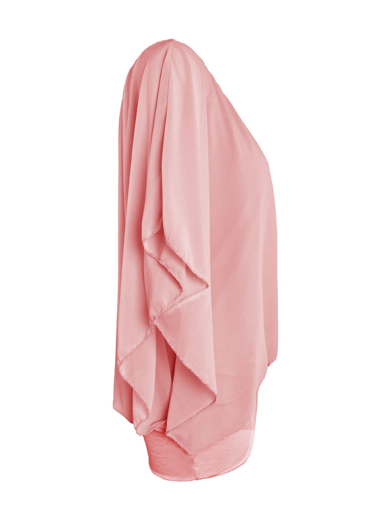 Chiffonshirt, lockerer Fall, Rundhals, rose, Ansicht seitlich