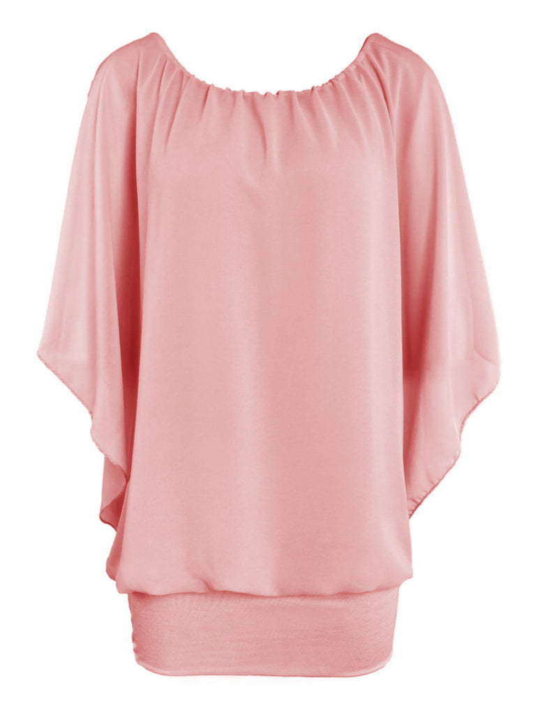 Chiffonshirt, lockerer Fall, Rundhals, rose, Ansicht vorne