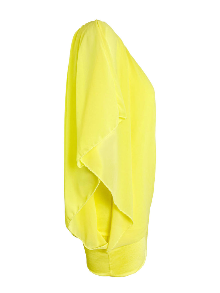 Chiffonshirt, lockerer Fall, Rundhals, gelb, Ansicht seitlich