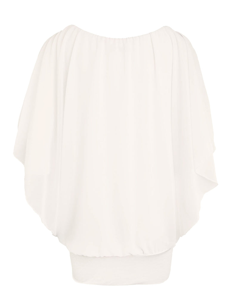 Chiffon Shirt,  elfenbein weiß, Ansicht hinten