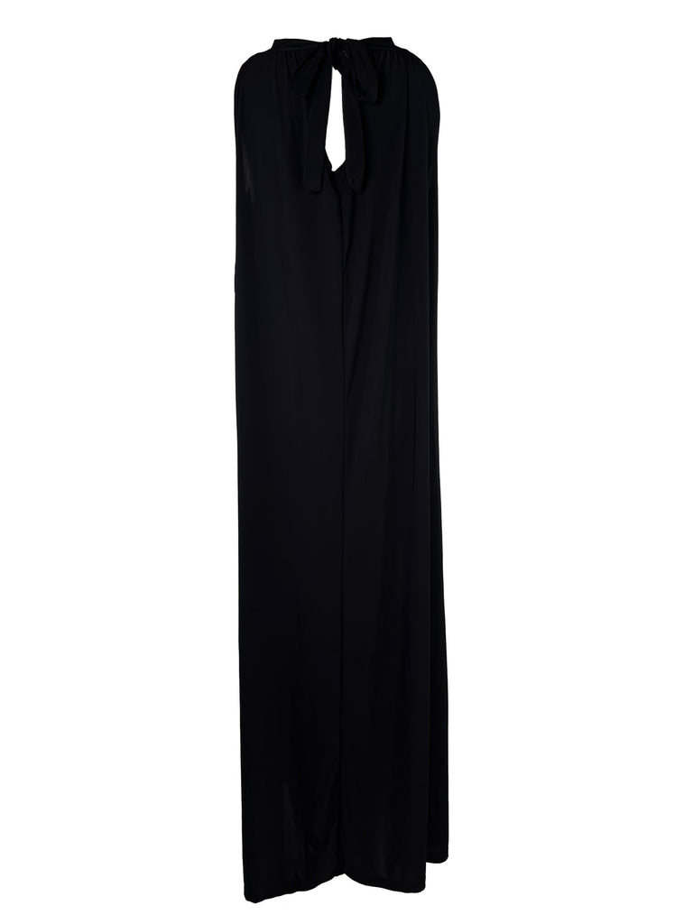 Kofferkleid lang, schwarz, im Nacken zum Binden, beidseitig tragbar, Ansicht hinten