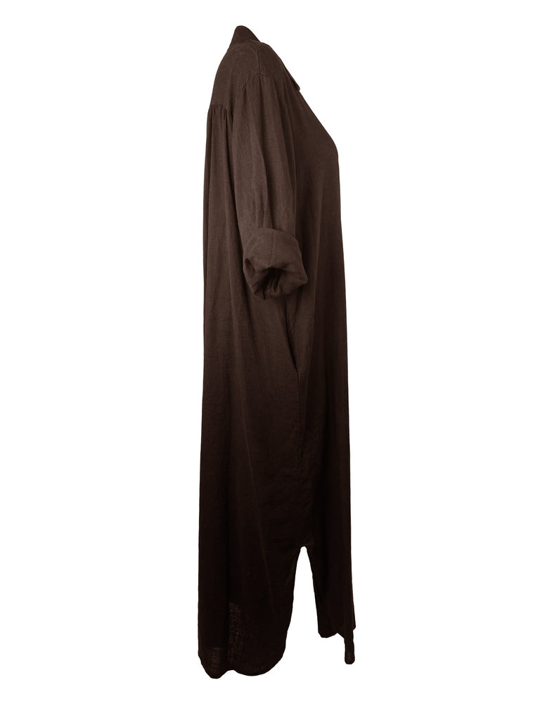 Kleid Leinen lang, braun, Ansicht Seite 