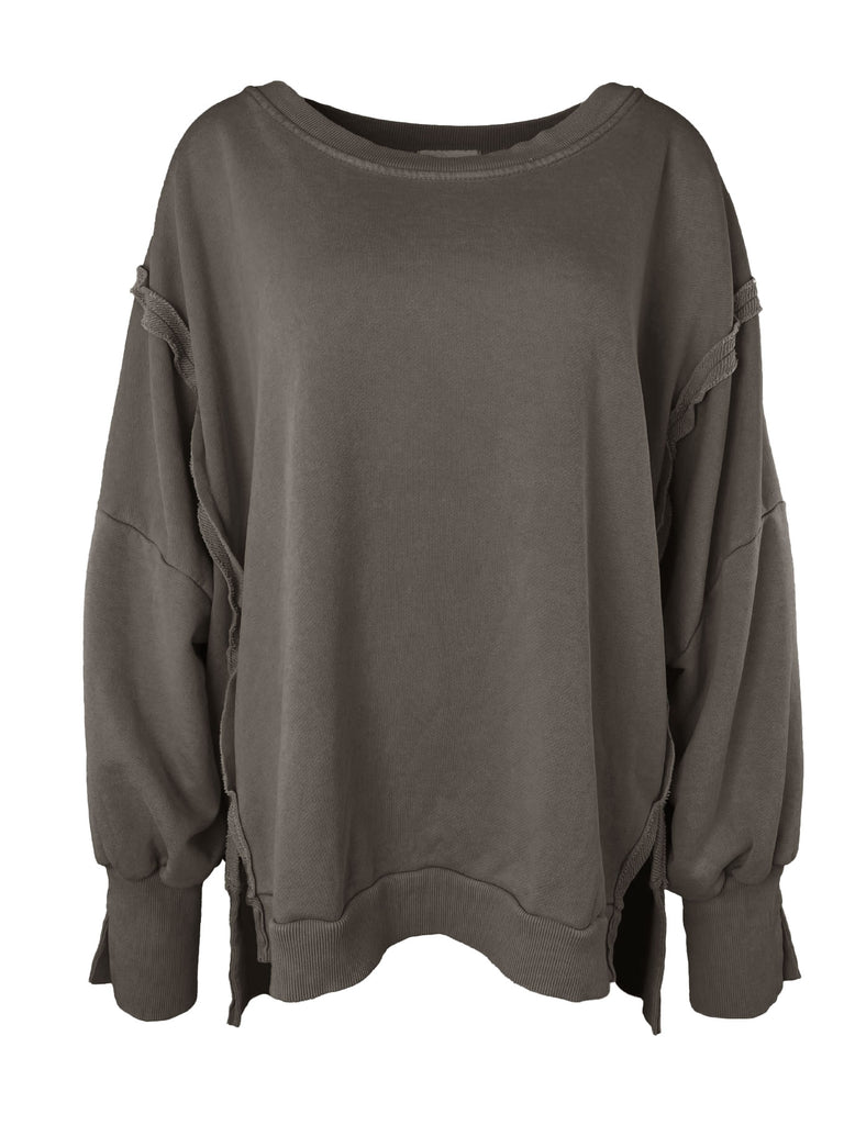Sweatshirt mit Detail-Naht braun, Ansicht vorn