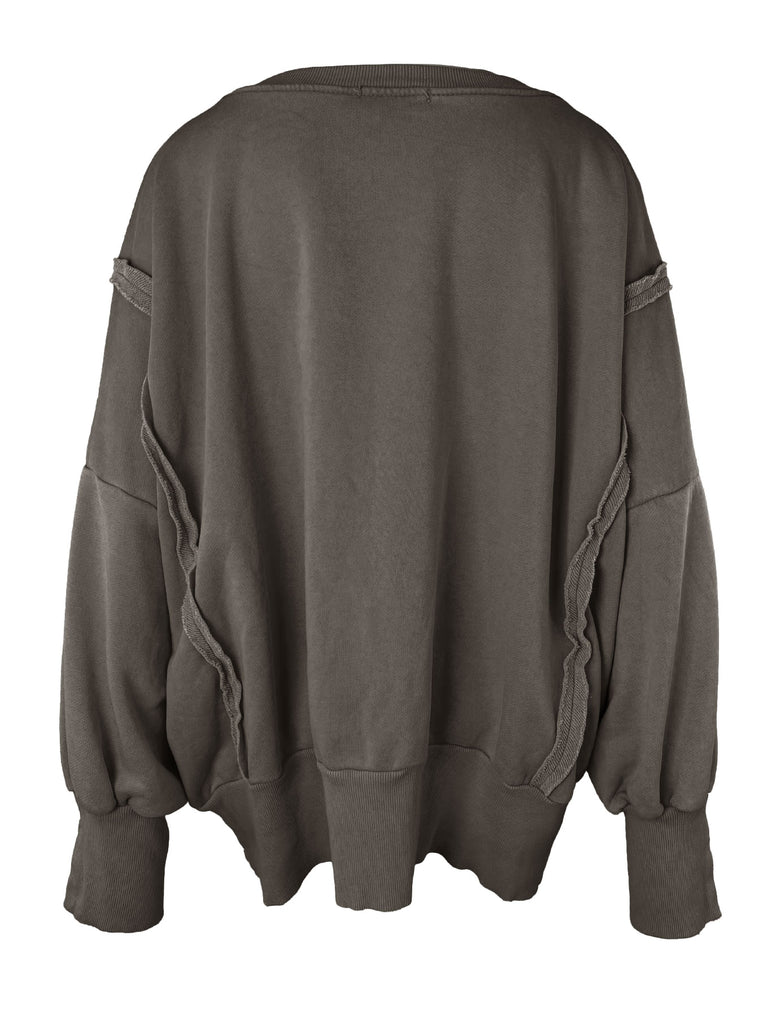 Sweatshirt mit Detail-Naht braun, Ansicht hinten