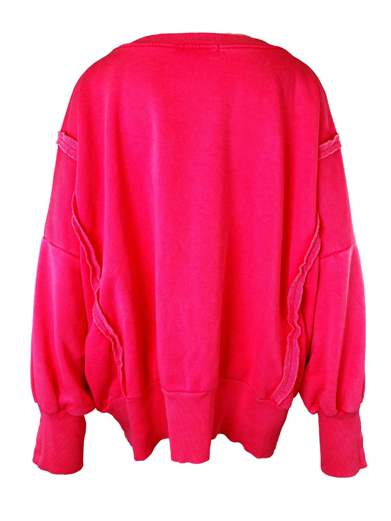Sweatshirt mit Detail-Naht neon pink, Ansicht hinten