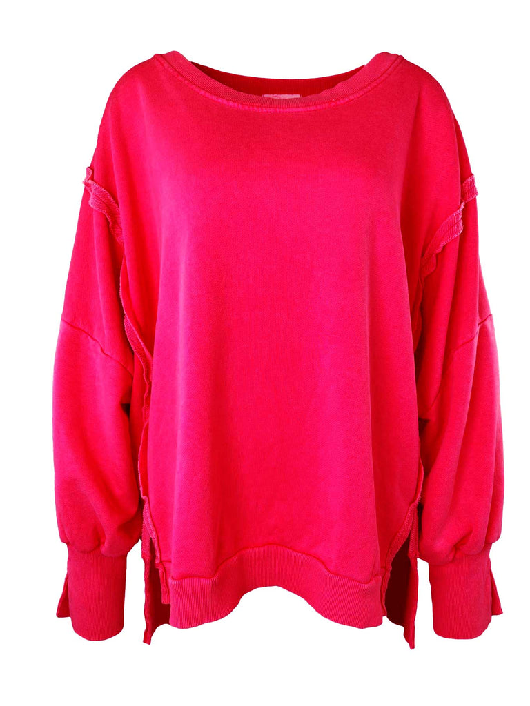 Sweatshirt mit Detail-Naht neon pink, Ansicht vorn