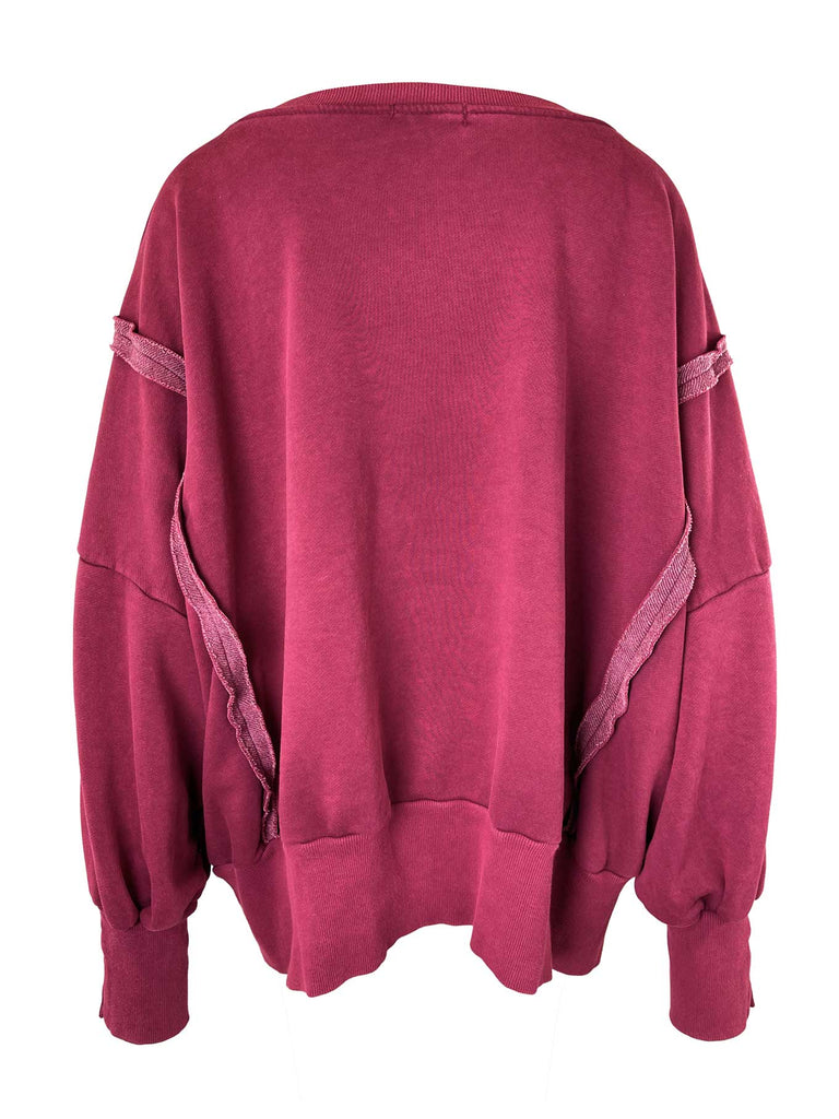 Sweatshirt mit Detail-Naht burgund, Ansicht hinten