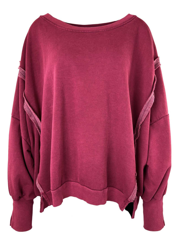 Sweatshirt mit Detail-Naht burgund, Ansicht vorn