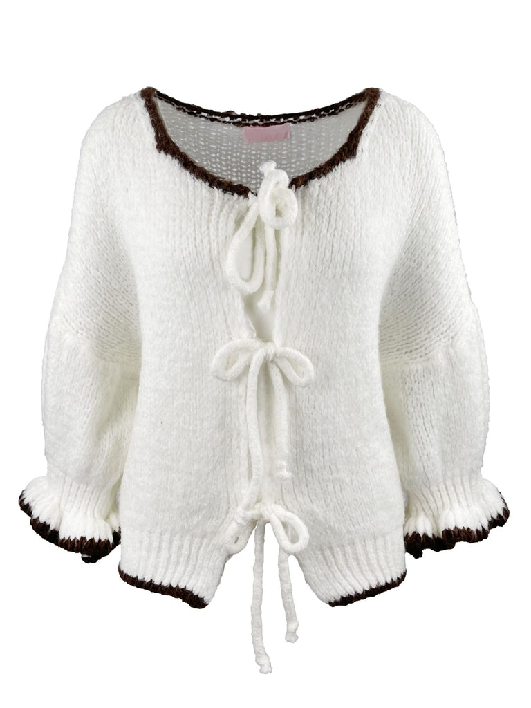 Strickjacke Tessa creme braun Ansicht vorn