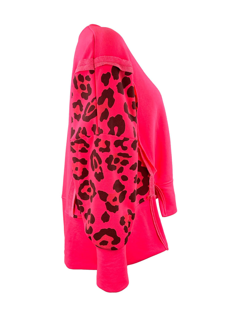 Sweatshirt mit Naht Leo neon pink, Ansicht Seite