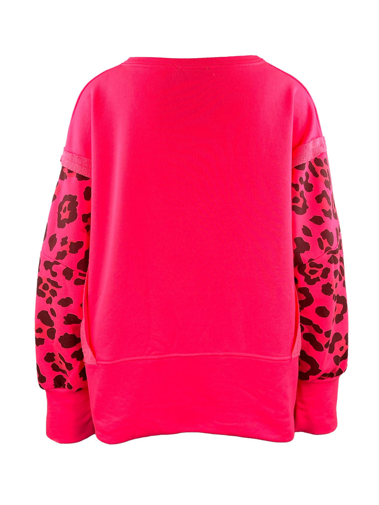 Sweatshirt mit Naht Leo neon pink, Ansicht hinten