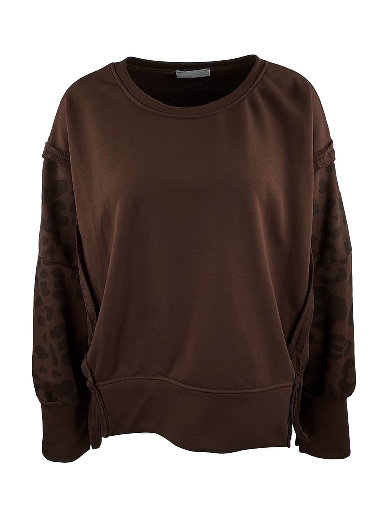 Sweatshirt mit Naht Leo braun, Ansicht vorn