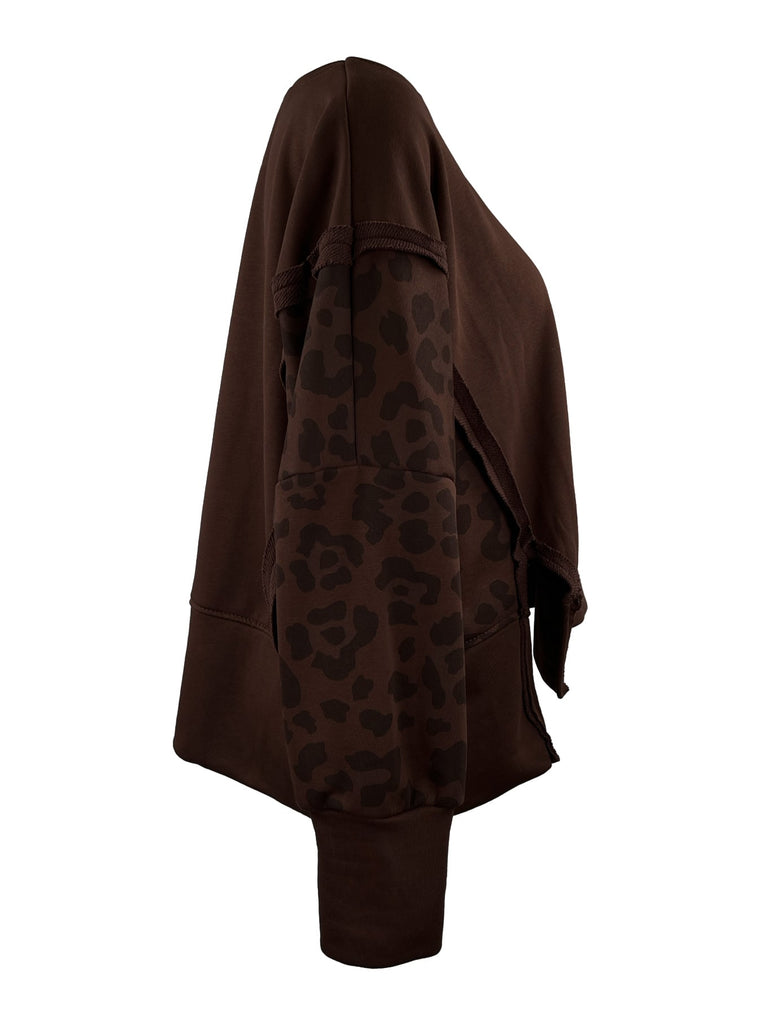 Sweatshirt mit Naht Leo braun, Ansicht Seite