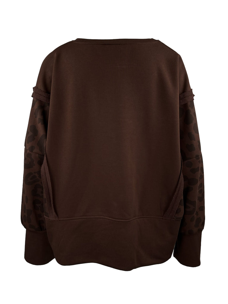 Sweatshirt mit Naht Leo braun, Ansicht hinten