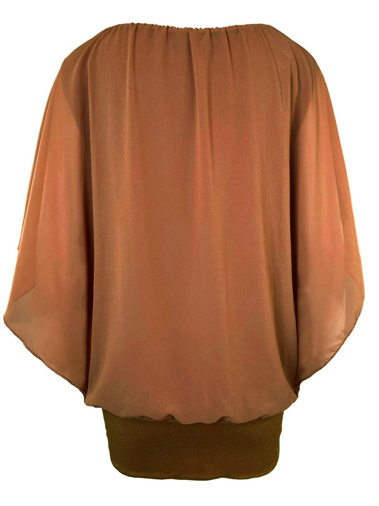 Chiffon Shirt, camel, Ansicht hinten