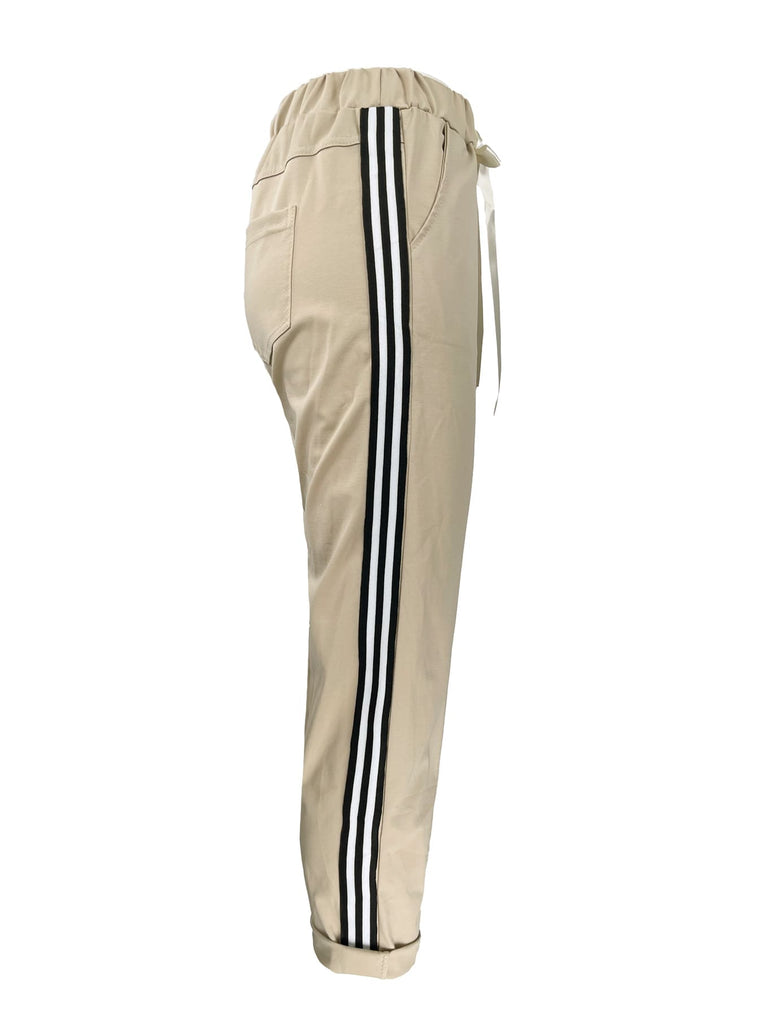 Hose Sportstreifen beige, Ansicht Seite