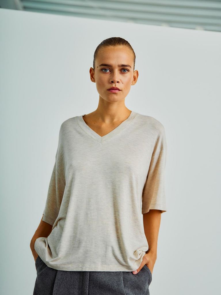 T-Shirt Josefine silver lining melange, Ansicht vorn