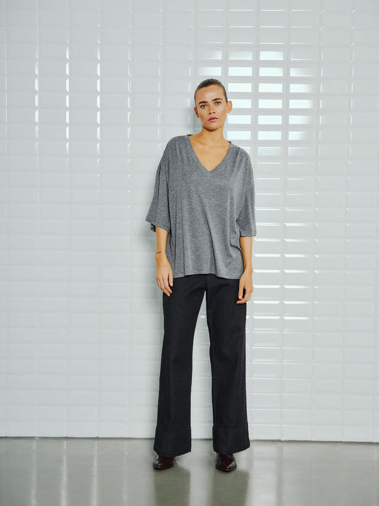 T-Shirt Josefine dark grey melange, Ansicht vorn