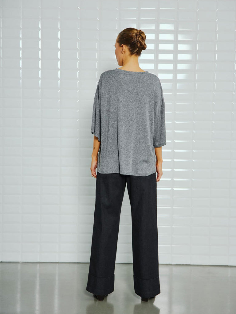 T-Shirt Josefine dark grey melange, Ansicht hinten
