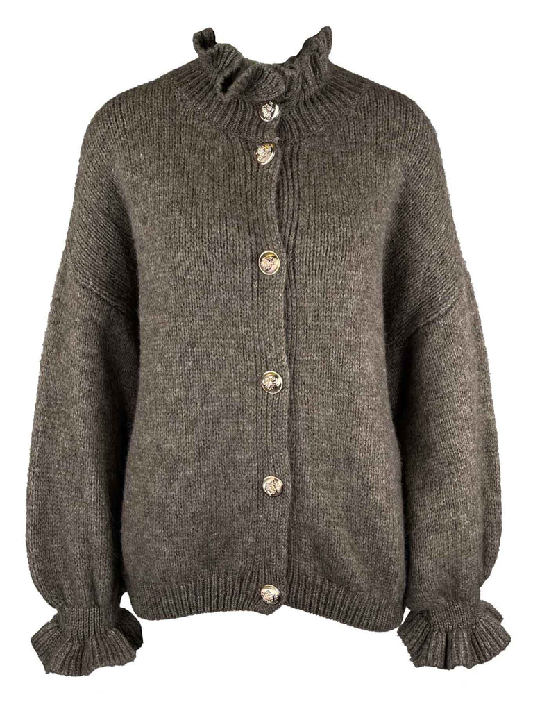 Strickjacke Goldknopf taupe, Ansicht vorn