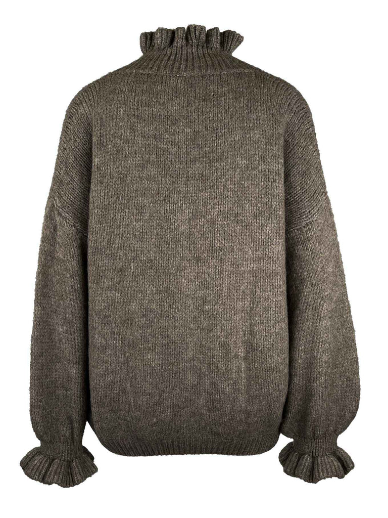 Strickjacke Goldknopf taupe, Ansicht hinten