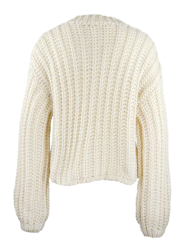 Strickjacke grob Goldknopf creme, Ansicht hinten