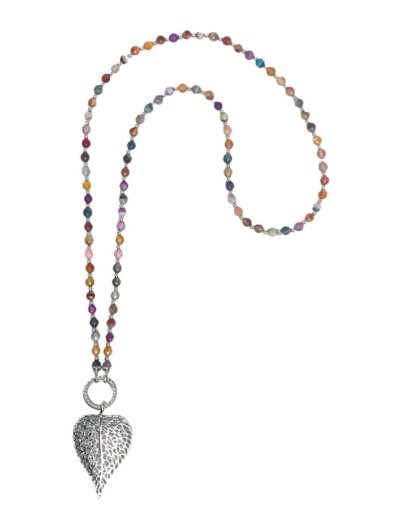 Kette Herzblatt silber bunt, Ansicht vorn