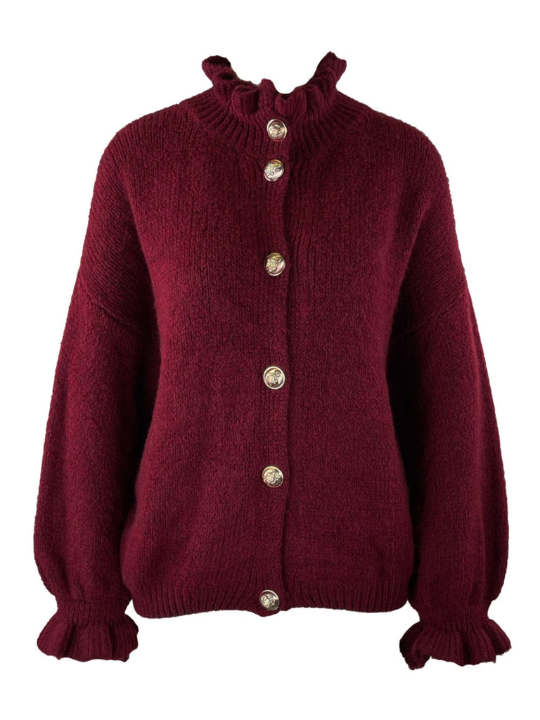 Strickjacke Goldknopf burgund, Ansicht vorn