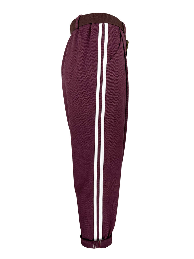 Hose Baggy mit Sportstreifen burgund, Ansicht seitlich