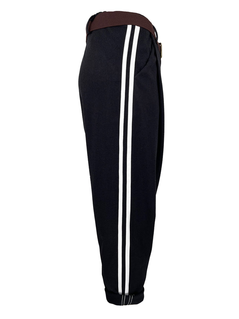 Hose Baggy mit Sportstreifen schwarz, Ansicht seitlich