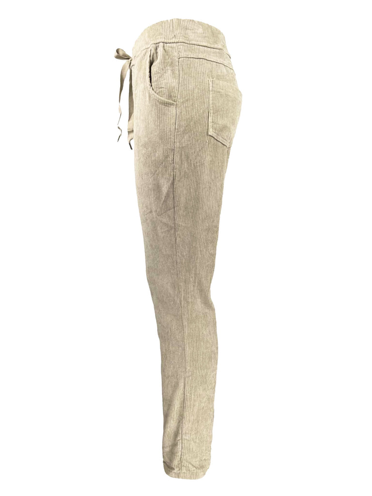 Jogpant Cord beige, Ansicht seitlich