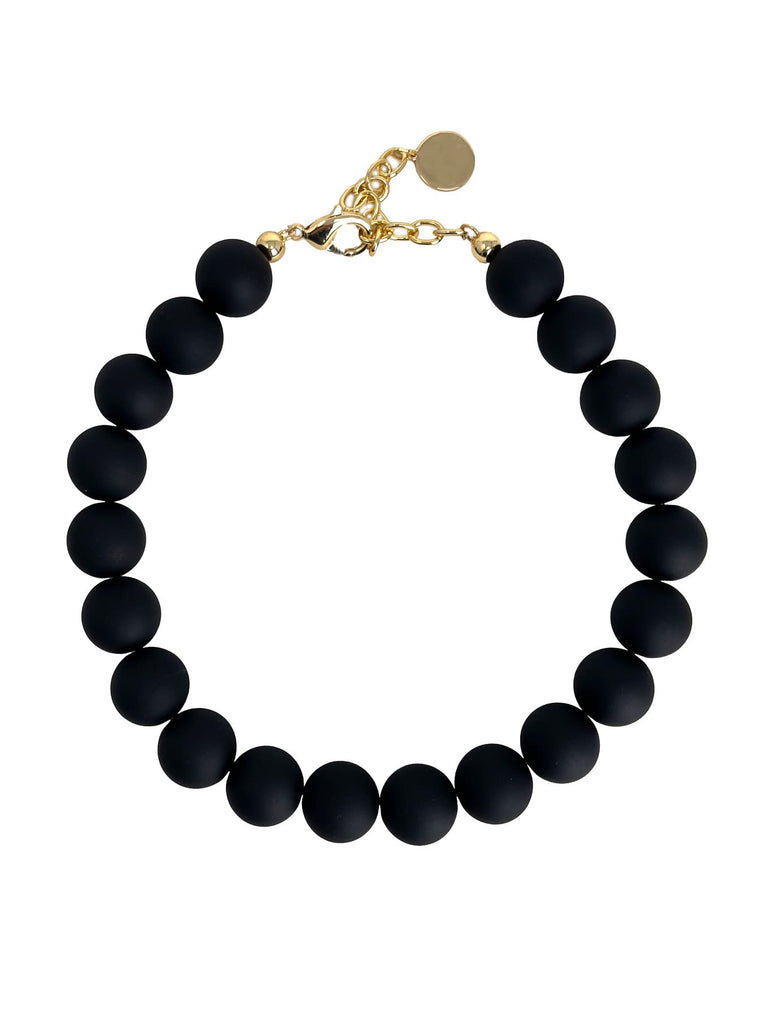 Kette Perlen schwarz matt