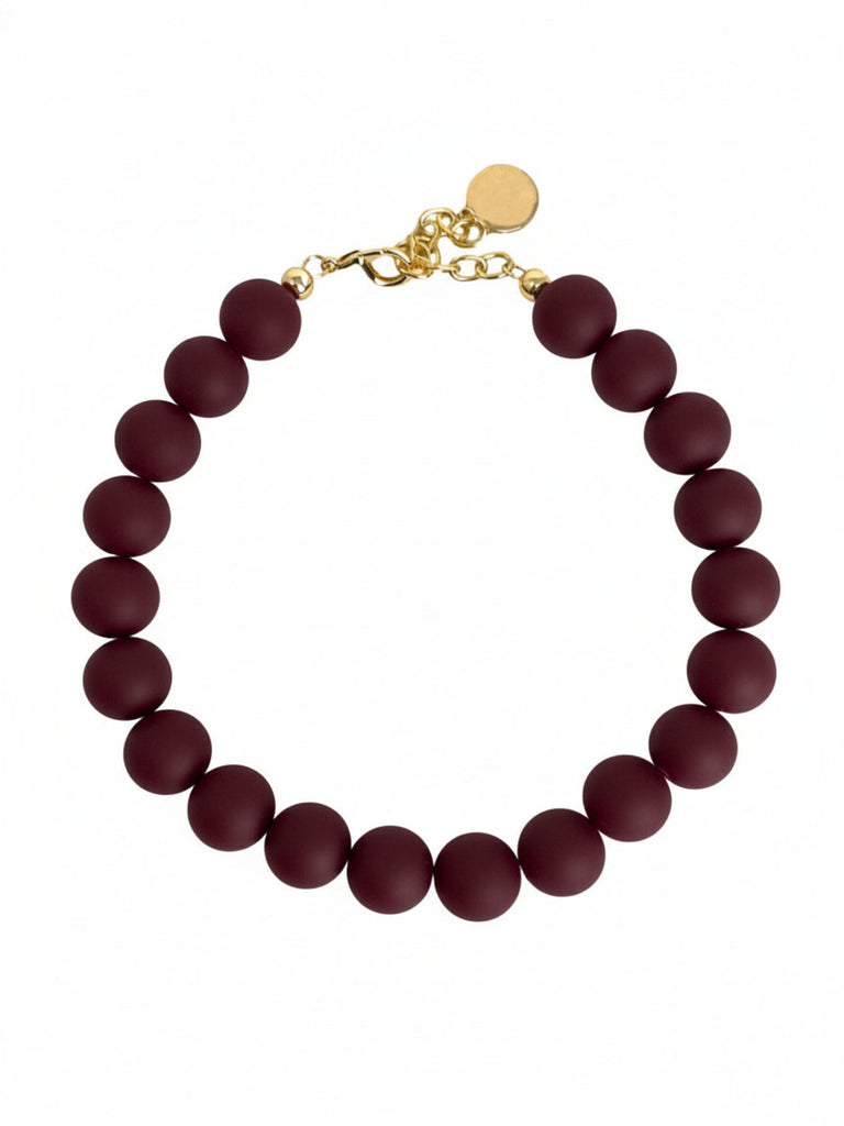 Kette Perlen burgund matt, Ansicht oben