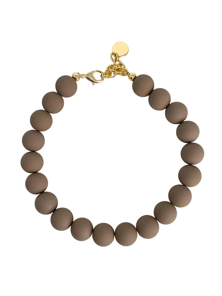 Kette Perlen taupe matt